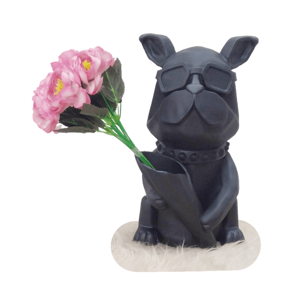 گلدان مدل مجسمه سگ نشسته عینکی از جنس پلی‌استر